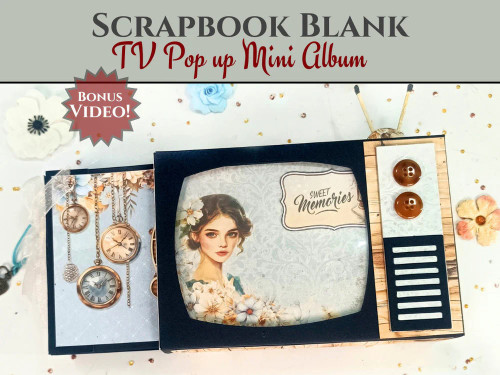 CrafTreat:  Scrapbook Blank Precut Album Base - TV Pop Up Mini Album - White