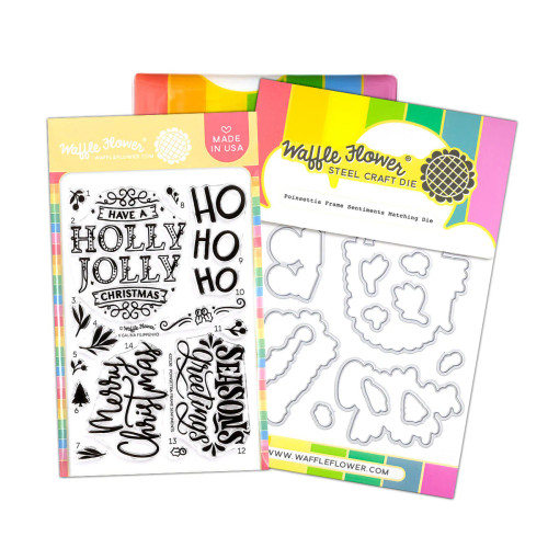 Waffle Flower: Poinsettia Frame Sentiments Stamp & Die Combo
