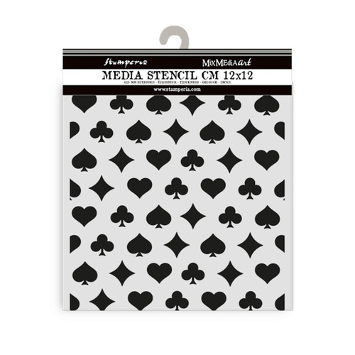 Stamperia: Thick Stencil, Alice in Christmas - Poker Cards