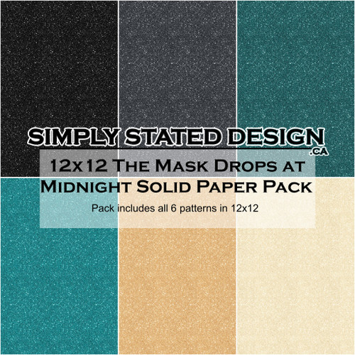Simply Stated: 12x12 Solid Paper Pack,  The Mask Drops At Midnight
