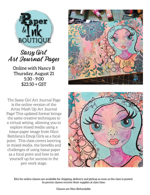 Nancy B: August 21, Online, Sassy Girl Art Journal Page