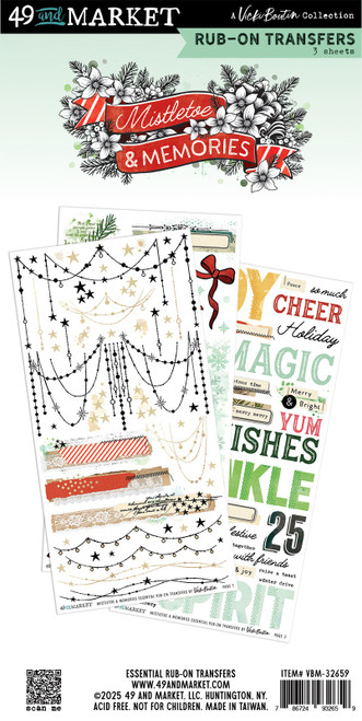 49 And Market: Rub-On Transfer Set - Essential, Mistletoe And Memories