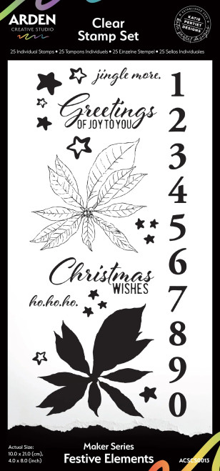 Arden Creative Studio: Maker Series, Festive Elements 4in x 8in Clear Stamp Set