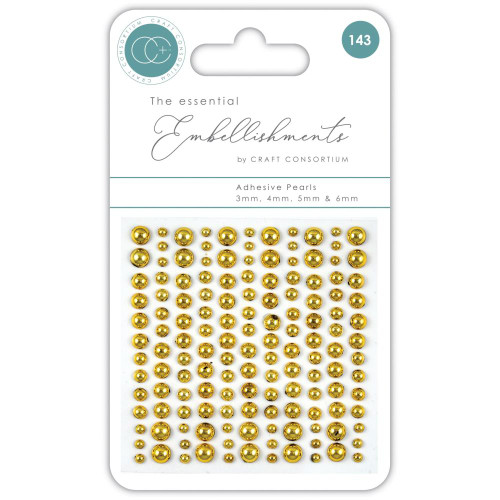 Craft Consortium: Essential Adhesive Pearls 143/Pkg- GOLD
