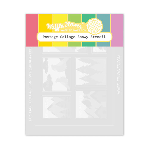 Waffle Flower: Stencil, Postage Collage - Snowy