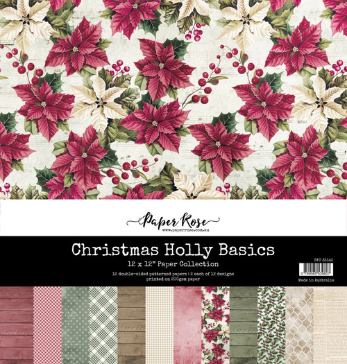 “Paper Rose: 12X12 Paper Collection, Christmas Holly  Basics