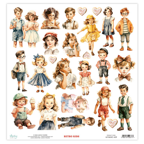 Mintay: 12X12 Mintay Basic Elements Paper, Retro Kids