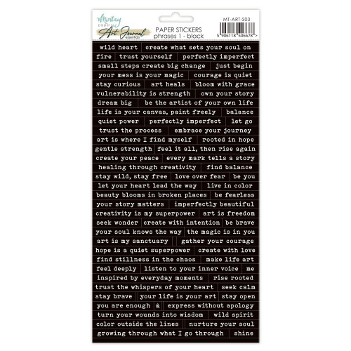 Mintay:  6X12 Art Journal Paper Stickers, Phrases 1 - Black