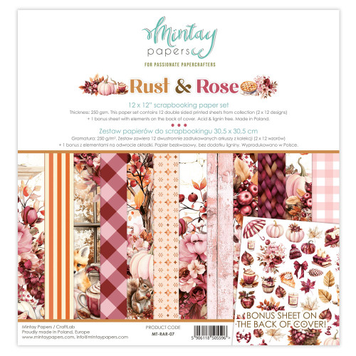 Mintay: 12X12 Paper Set, Rust & Rose