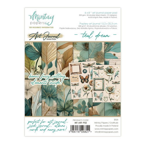 Mintay: 6X8 Art Journal Paper Pad, Teal Dream