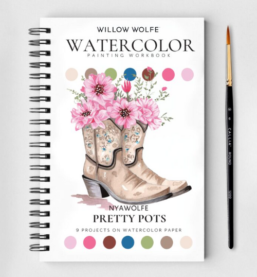 Willow Wolfe: Watercolour Workbook, Pretty Pots
