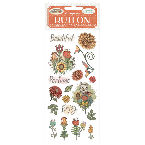 Stamperia: Rub-On Transfers, Furry Friends - Flowers