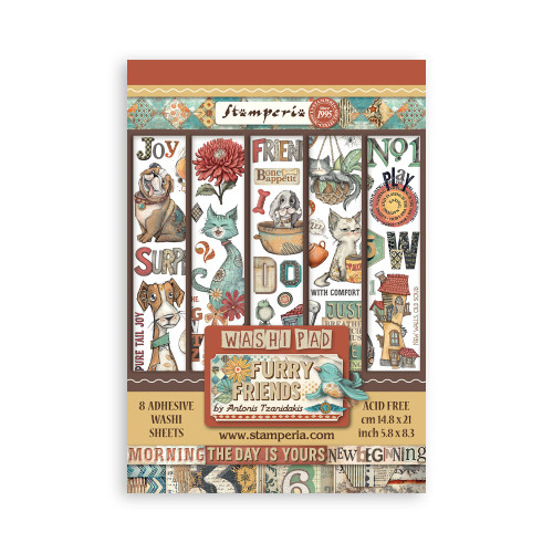 Stamperia: A5 Washi Pad, Furry Friends