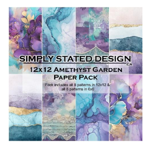 Simply Stated: 12x12 Paper Pack,  Amethyst Garden