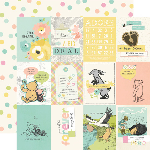 Simple Stories: 12X12 Patterned Paper, Say Cheese Classic Pooh Baby - 3x4 Elements