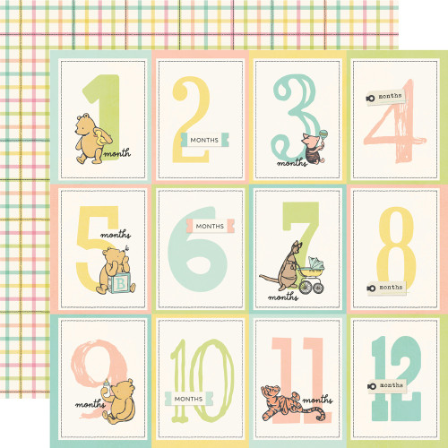 Simple Stories: 12X12 Patterned Paper, Say Cheese Classic Pooh Baby - 3x4 Month Elements