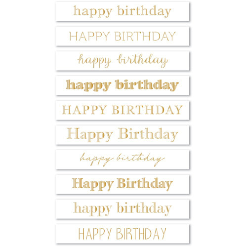 Memory Box: Foil Greetings Tabs, Happy Birthday - Large White