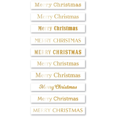 Memory Box: Foil Greetings Tabs, Merry Christmas - White