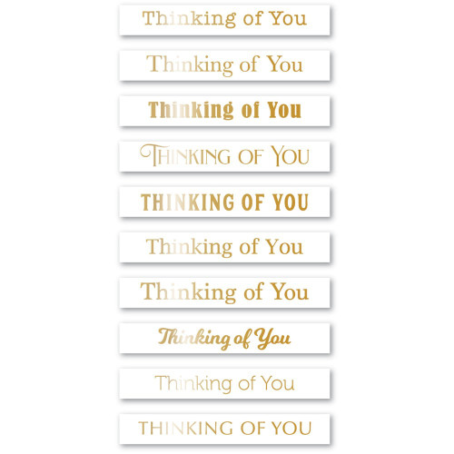 Memory Box: Foil Greetings Tabs, Thinking of You - White