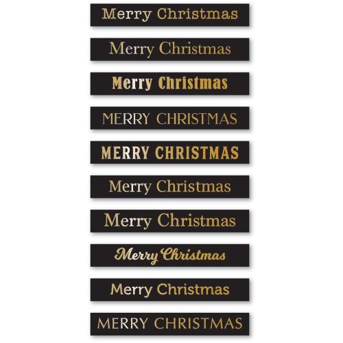 Memory Box: Foil Greetings Tabs, Merry Christmas - Black