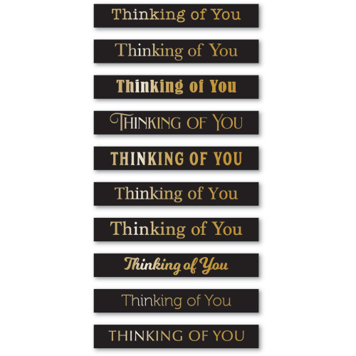 Memory Box: Foil Greetings Tabs, Thinking of You - Black