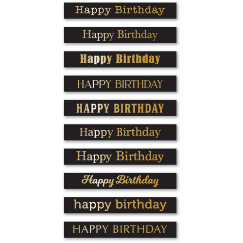 Memory Box: Foil Greetings Tabs, Happy Birthday - Black