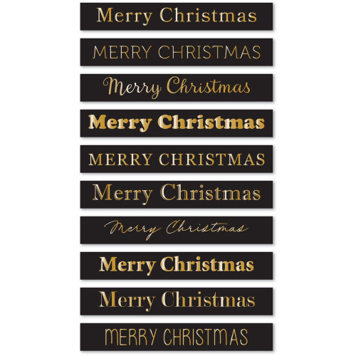 Memory Box: Foil Greetings Tabs, Merry Christmas - Large Black