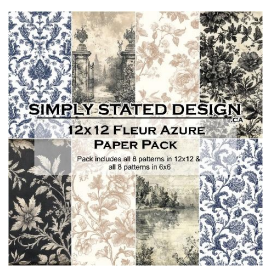 Simply Stated: 12x12 Fleur Azure Paper Pack