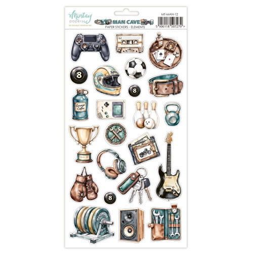 Mintay: 6X12 Paper Stickers, Man Cave - Elements