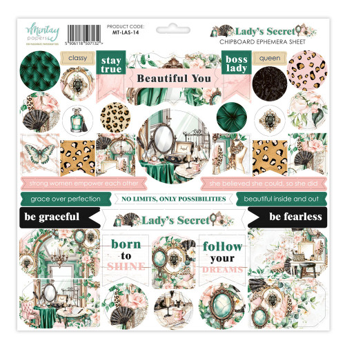 Mintay: 12X12 Chipboard Ephemera Sheet, Lady's Secret