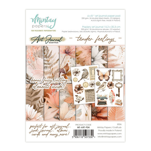 Mintay: 6X8 Art Journal Paper Pad, Tender Feelings