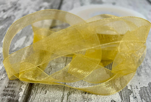 Jamie Rodgers Crafts: Gold Sheer Ribbon 10mm - 25 Metres