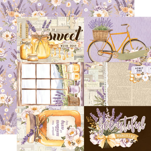 Simple Stories: 12X12 Patterned Paper, Simple Vintage Lavender Fields - 4x6 Elements