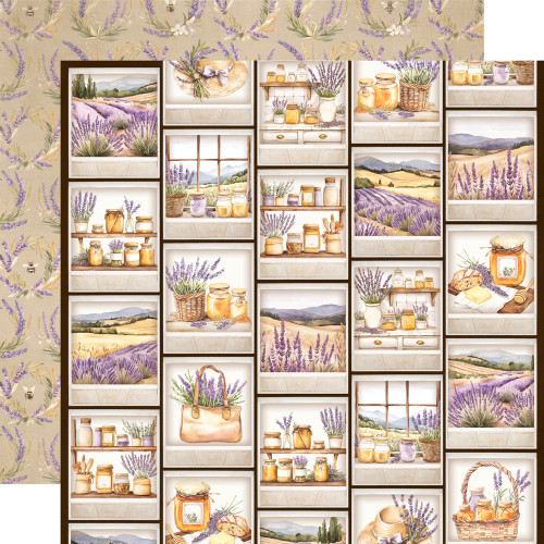 Simple Stories: 12X12 Patterned Paper, Simple Vintage Lavender Fields - Sunshine & Honey