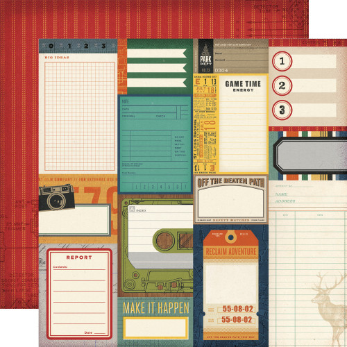 Simple Stories: 12X12 Patterned Paper, Rustic Legend - Journal Elements