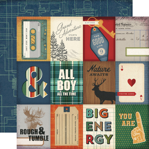 Simple Stories: 12X12 Patterned Paper, Rustic Legend - 3x4 Elements