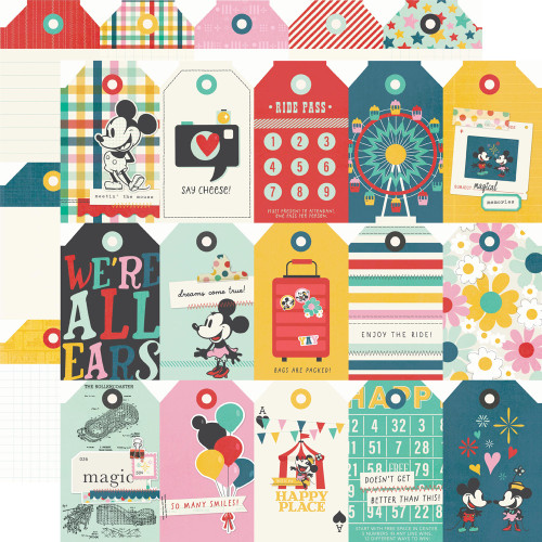 Simple Stories: 12X12 Patterned Paper, Say Cheese Happiest Place - Tag Elements