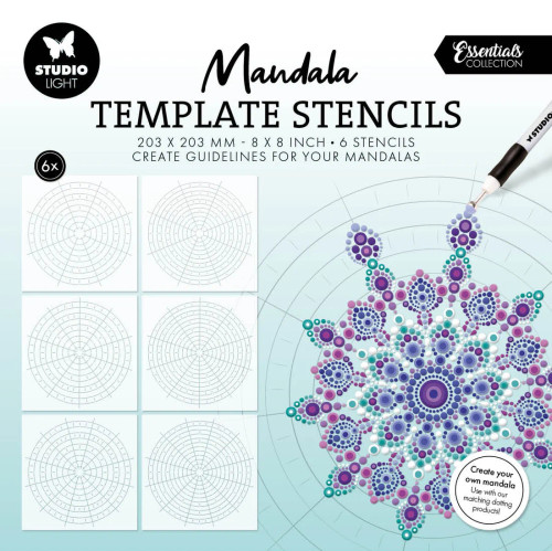 Studio Light: SL Mask Mandala Template Stencils x6 Essentials 6 Pieces