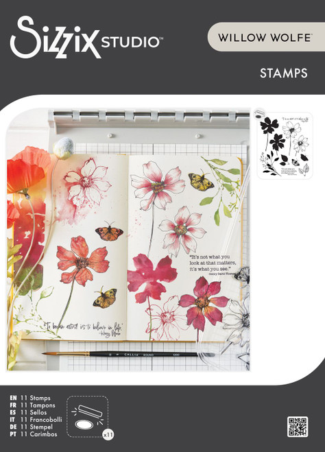 Sizzix: Clear Stamps Set By Willow Wolfe 11/Pkg- Wild Blooms