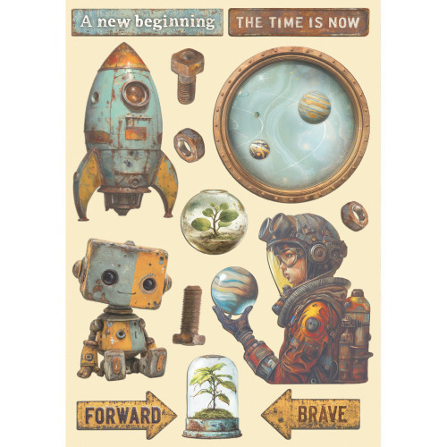 Stamperia: A5 Colored Wooden Shapes, A New Beginning