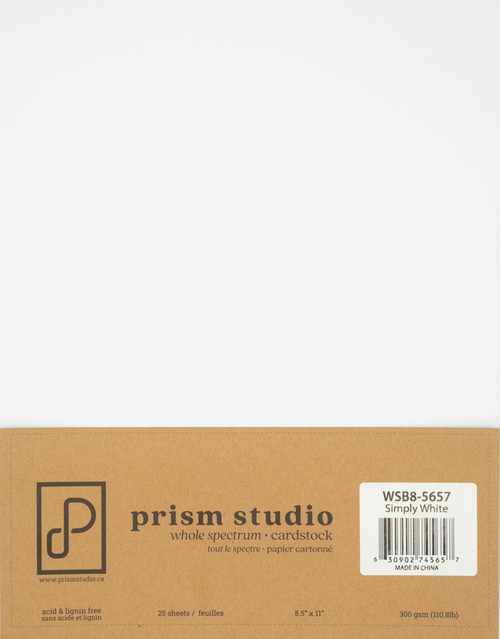 Prism Studios: 8.5X11 Whole Spectrum Smooth Cardstock, 110lb - Simply White (25 Sheets)