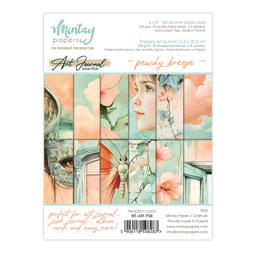 Mintay: 6X8 Art Journal Paper Pad, Peachy Breeze