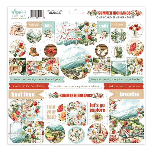 Mintay: 12X12 Chipboard Ephemera Sheet, Summer Highlands