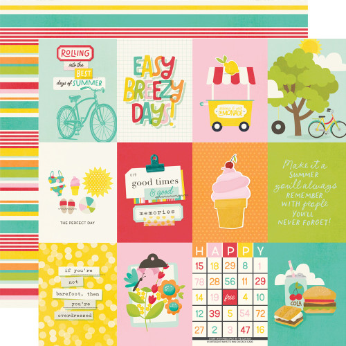 Simple Stories: 12X12 Patterned Paper, Sweet Summertime - 3x4 Elements