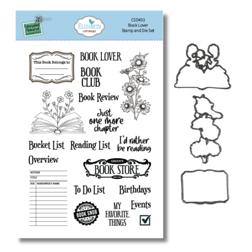 Elizabeth Craft Designs: Clear Stamp & Die Combo, Book Lover