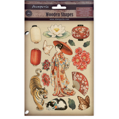 Stamperia:  A5 Colored Wooden Shapes, Oriental Garden