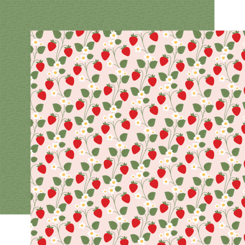 Echo Park: 12X12 Patterned Paper, Strawberry Fields -Berries And Cream