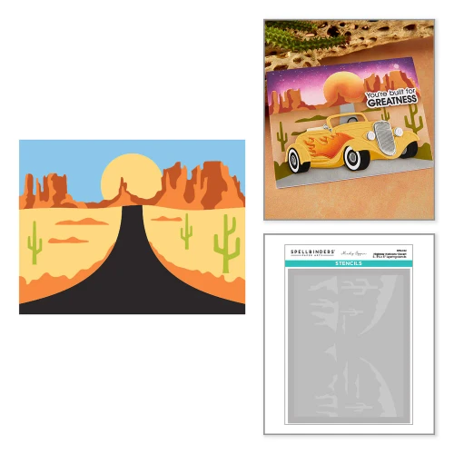 Spellbinders: Highway Horizons-Desert Layered Stencils by Mindy Eggen