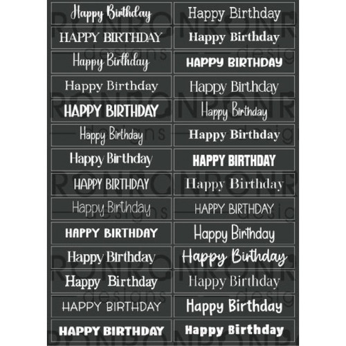 RonRon Designs: Stickers: Happy Birthday - Black