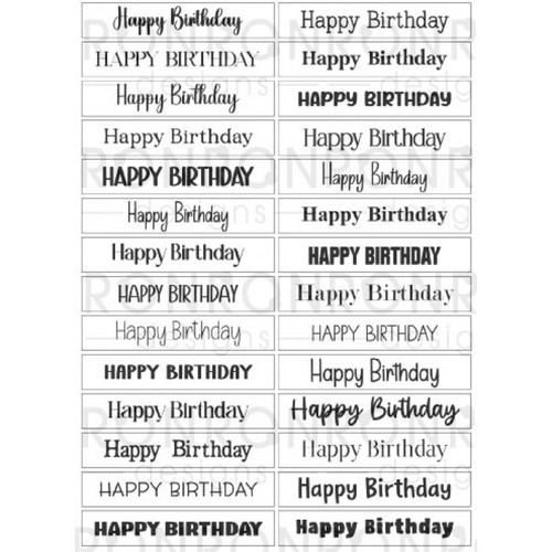 RonRon Designs: Stickers: Happy Birthday - White